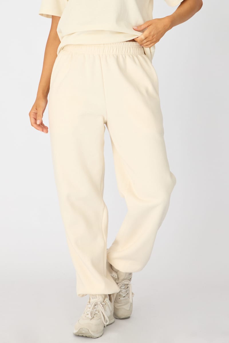 White Track Pants Elasticated Waist for Ally Fashion