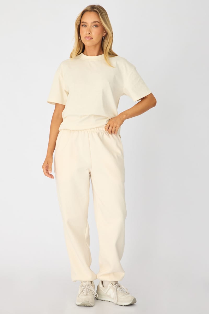 White Track Pants Elasticated Waist for Ally Fashion