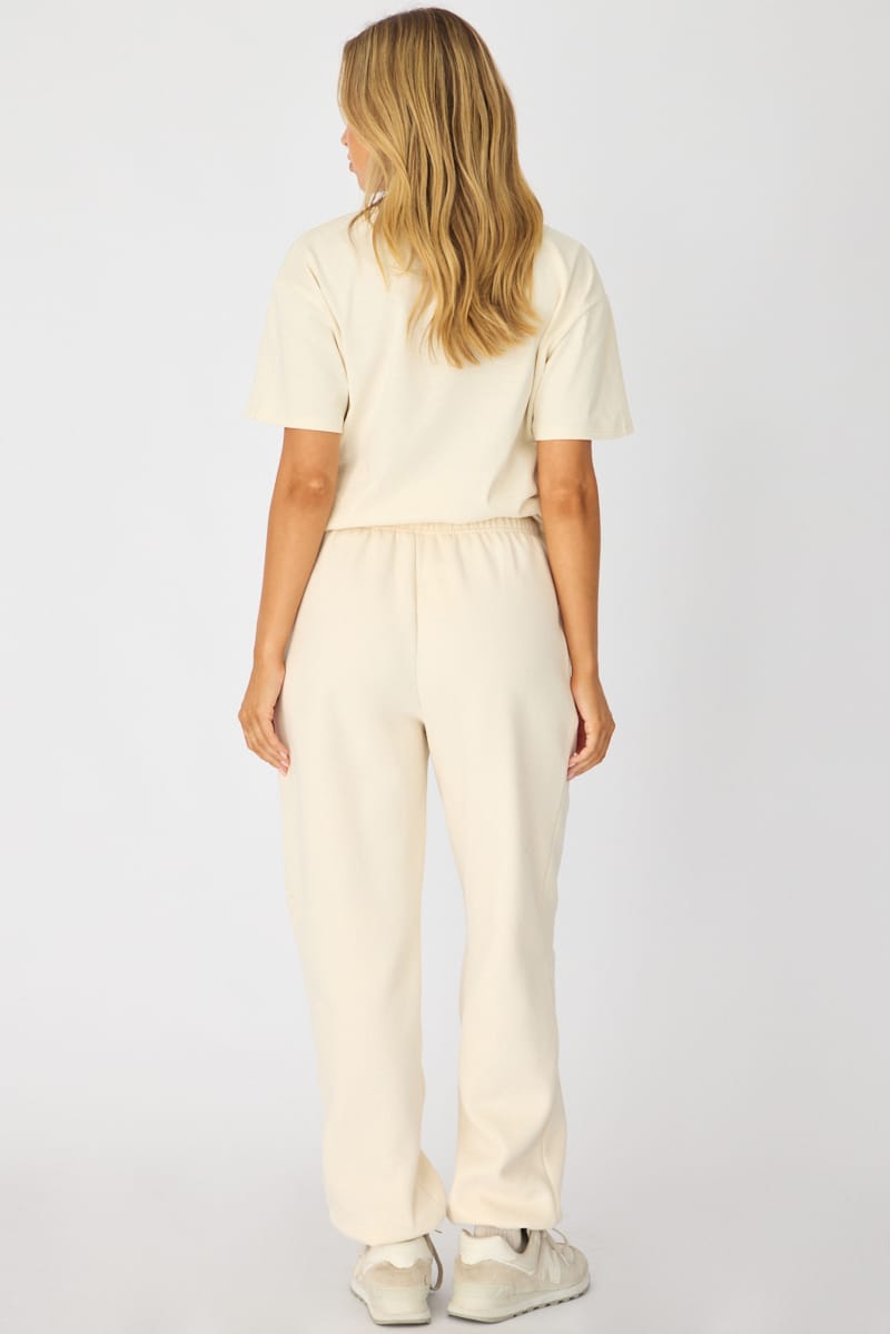 White Track Pants Elasticated Waist for Ally Fashion