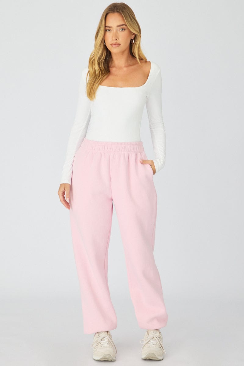 Pink Track Pants Elasticated Waist for Ally Fashion