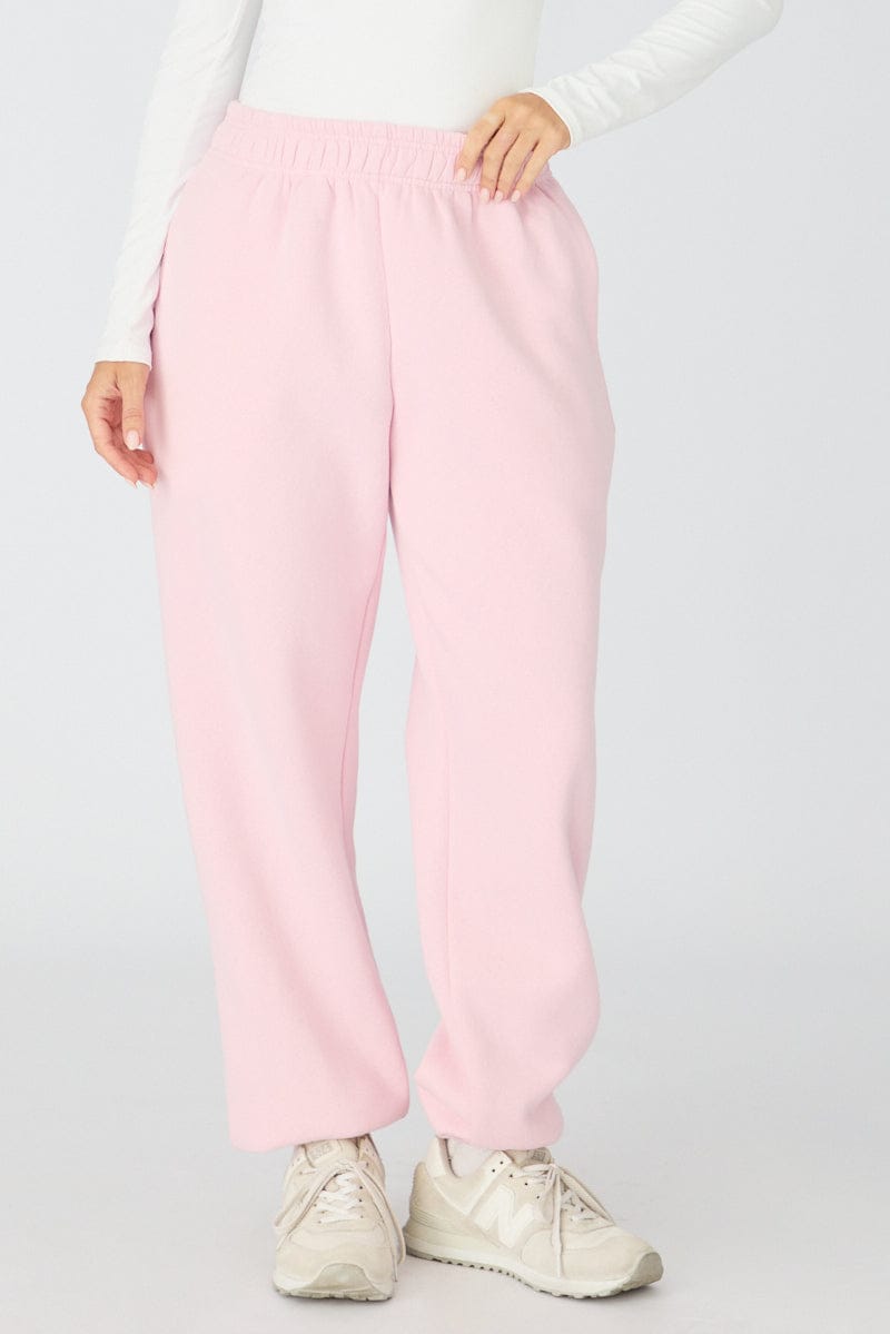 Pink Track Pants Elasticated Waist for Ally Fashion