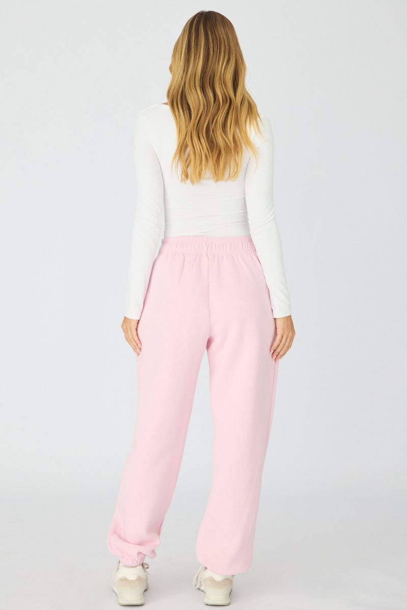 Pink Track Pants Elasticated Waist for Ally Fashion