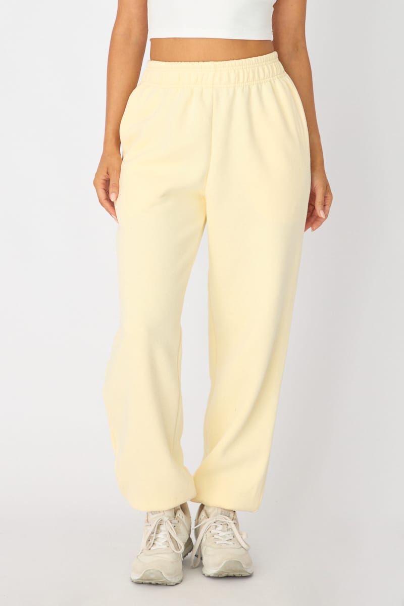 Yellow Track Pants Elasticated Waist for Ally Fashion