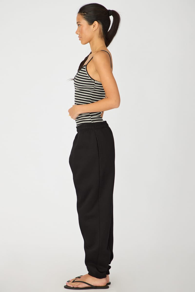 Black Track Pants Elasticated Waist for Ally Fashion