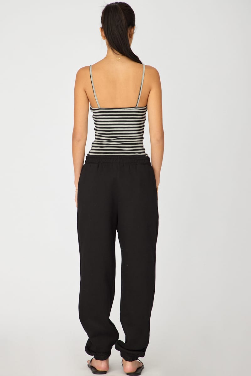 Black Track Pants Elasticated Waist for Ally Fashion
