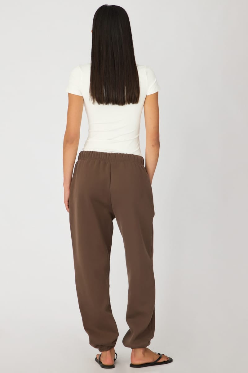 Brown Track Pants Elasticated Waist for Ally Fashion