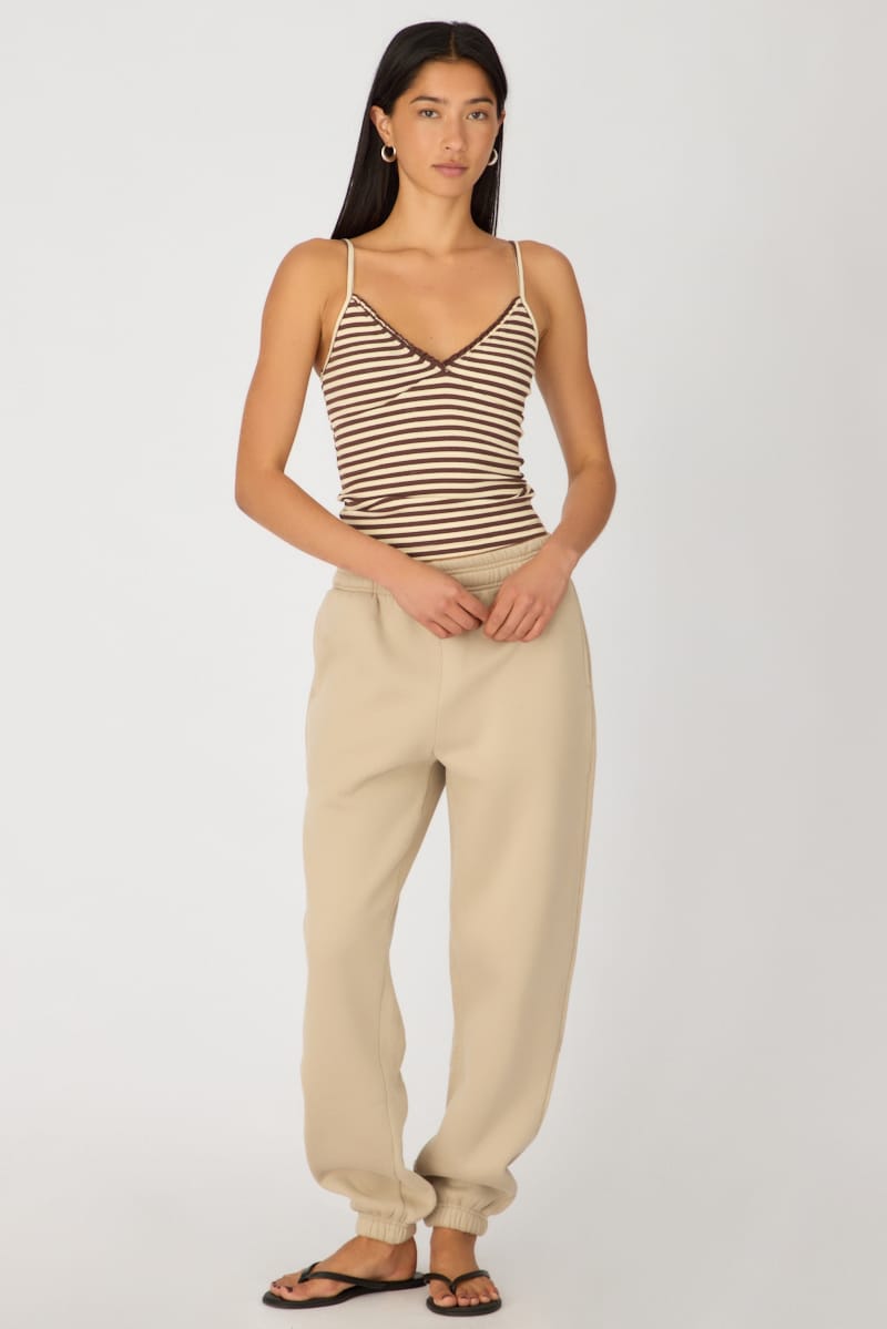 Beige Track Pants Elasticated Waist for Ally Fashion