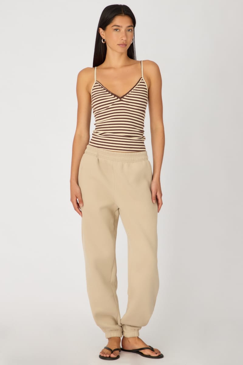 Beige Track Pants Elasticated Waist for Ally Fashion