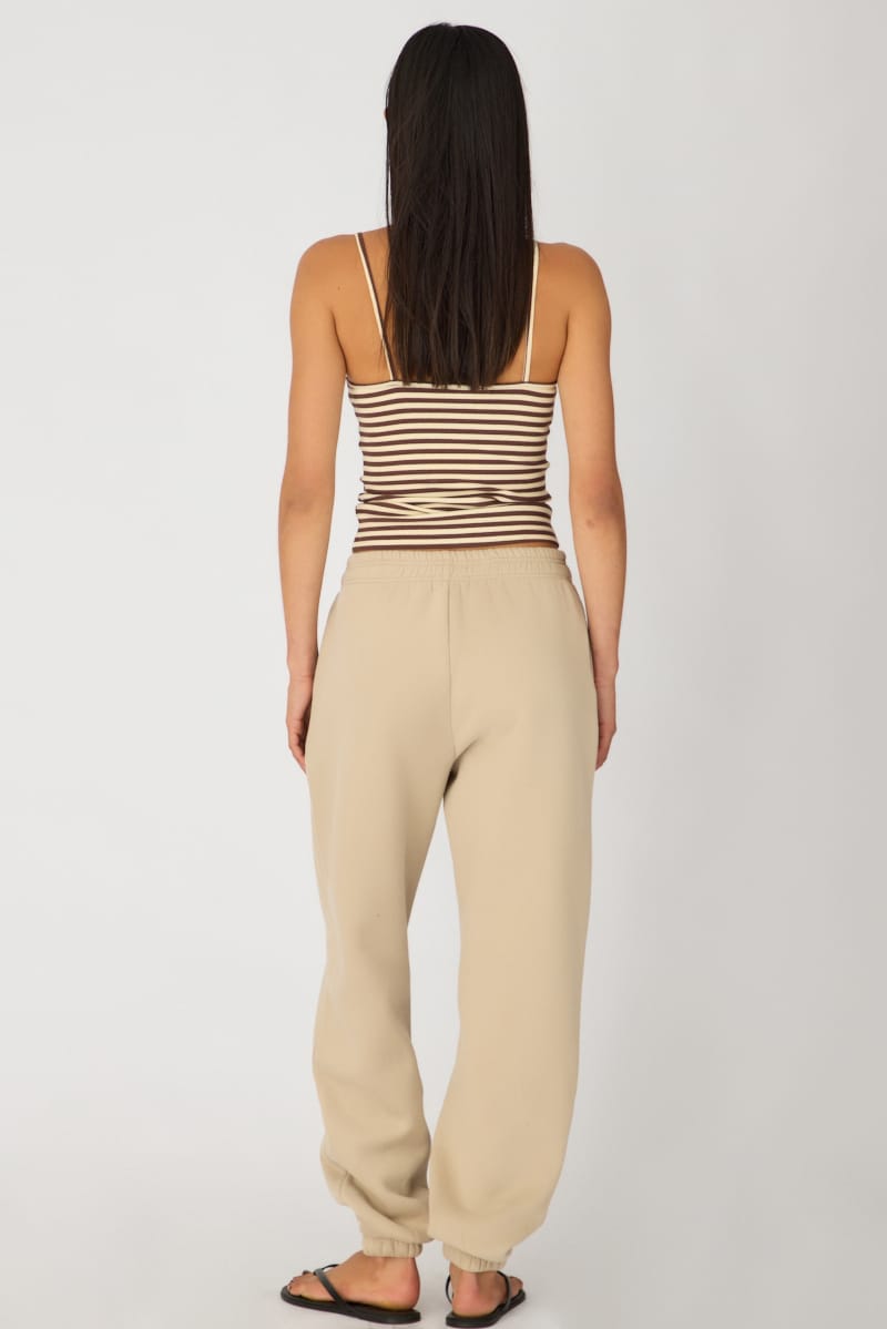 Beige Track Pants Elasticated Waist for Ally Fashion