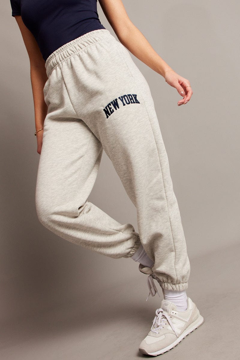 Grey Track Pants High Rise for Ally Fashion