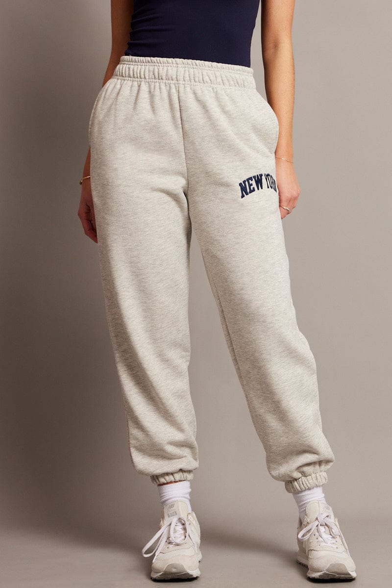 Grey Track Pants High Rise for Ally Fashion