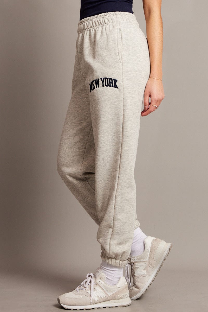 Grey Track Pants High Rise for Ally Fashion