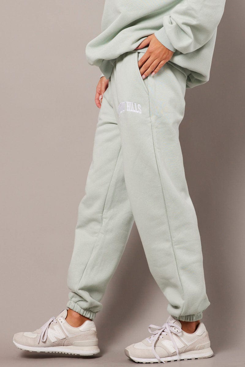 Green Track Pants High Rise for Ally Fashion