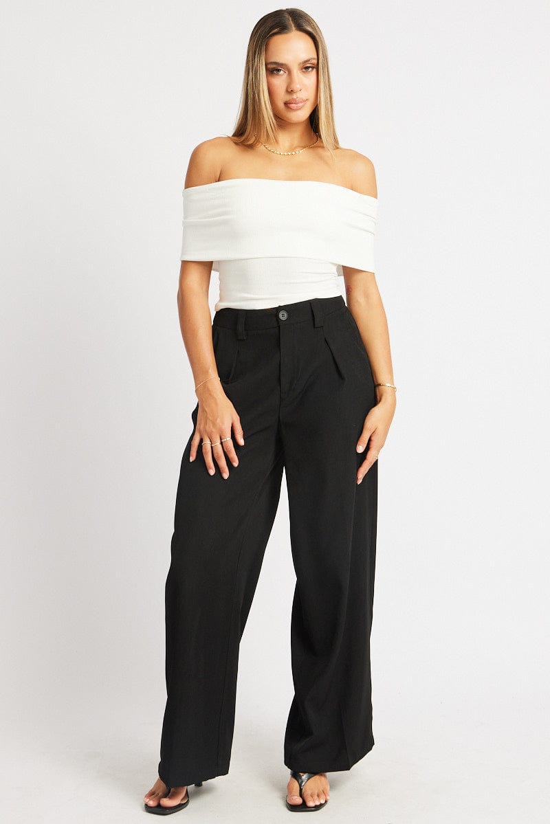 Black Wide Leg Pants High Rise for Ally Fashion