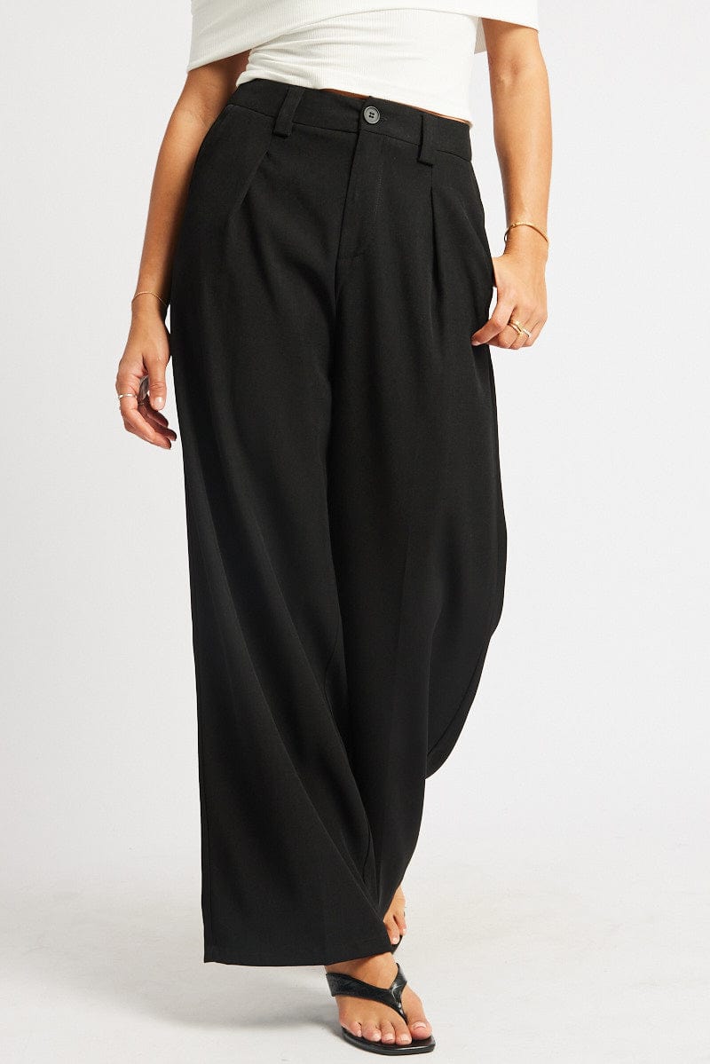 Black Wide Leg Pants High Rise for Ally Fashion