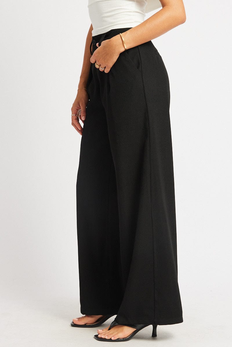 Black Wide Leg Pants High Rise for Ally Fashion