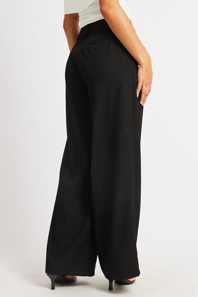 Black Wide Leg Pants High Rise for Ally Fashion