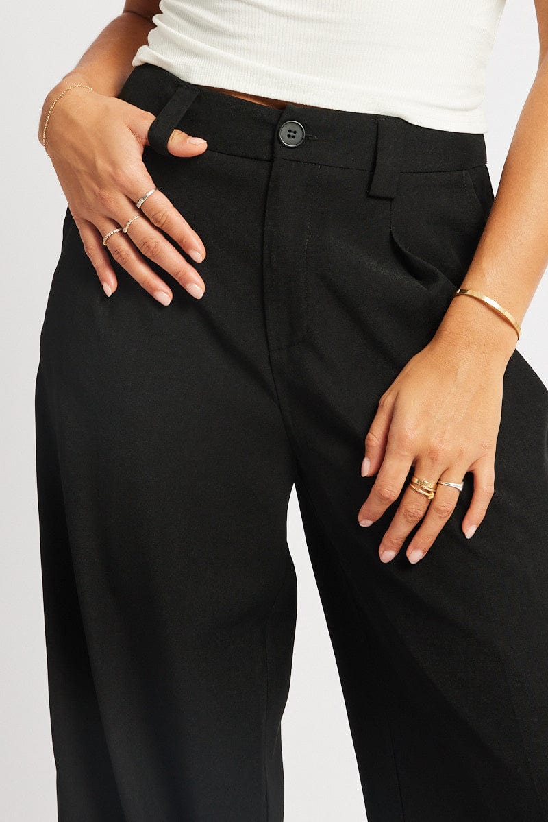 Black Wide Leg Pants High Rise for Ally Fashion