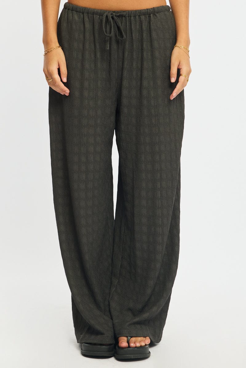 Grey Wide Leg Pants Elasticated Waist for Ally Fashion
