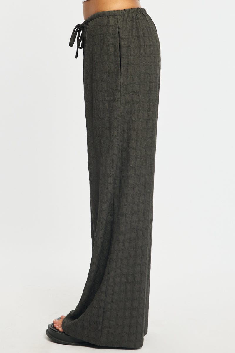 Grey Wide Leg Pants Elasticated Waist for Ally Fashion