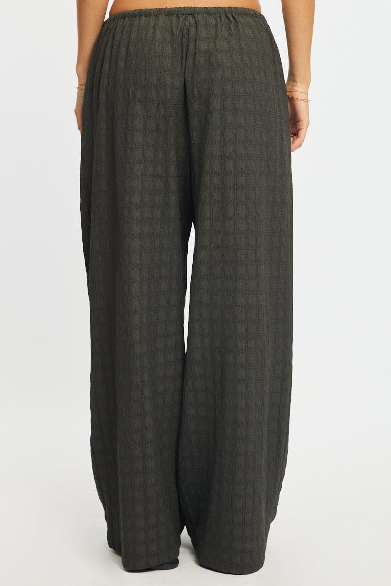 Grey Wide Leg Pants Elasticated Waist for Ally Fashion