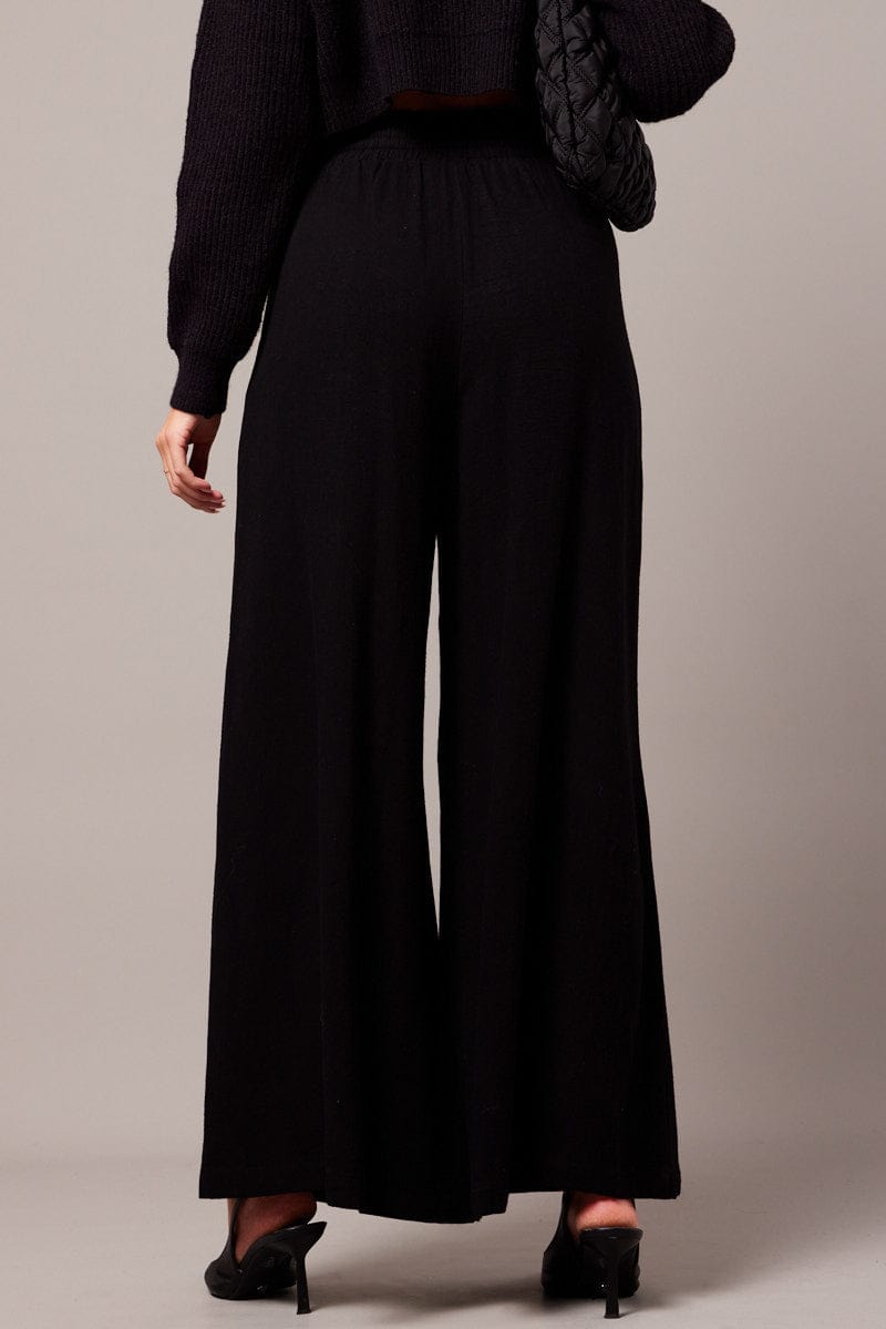 Black Wide Leg Pants High Rise for Ally Fashion
