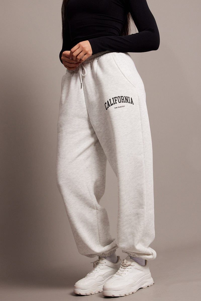 Grey Track Pants High Rise for Ally Fashion