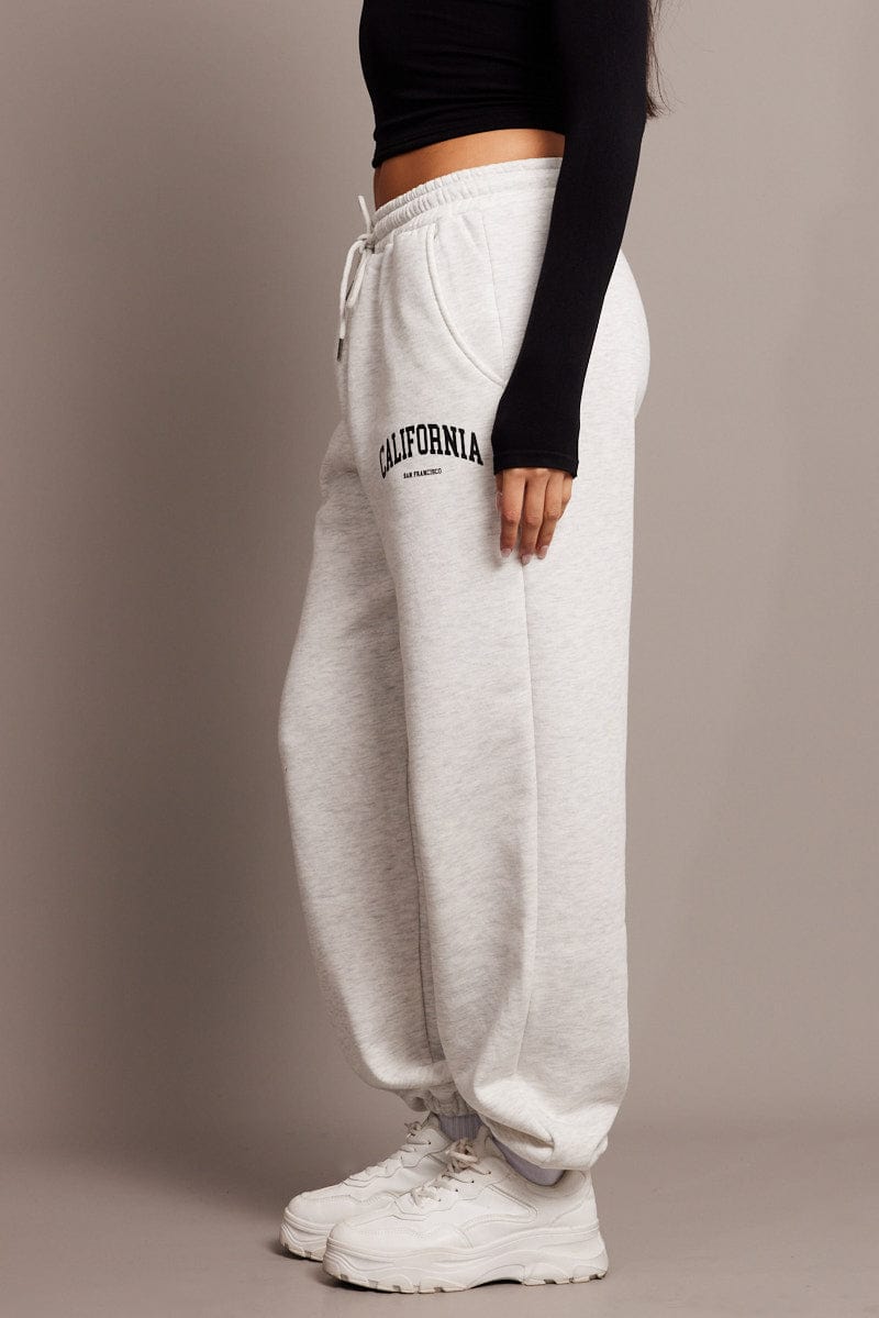 Grey Track Pants High Rise for Ally Fashion