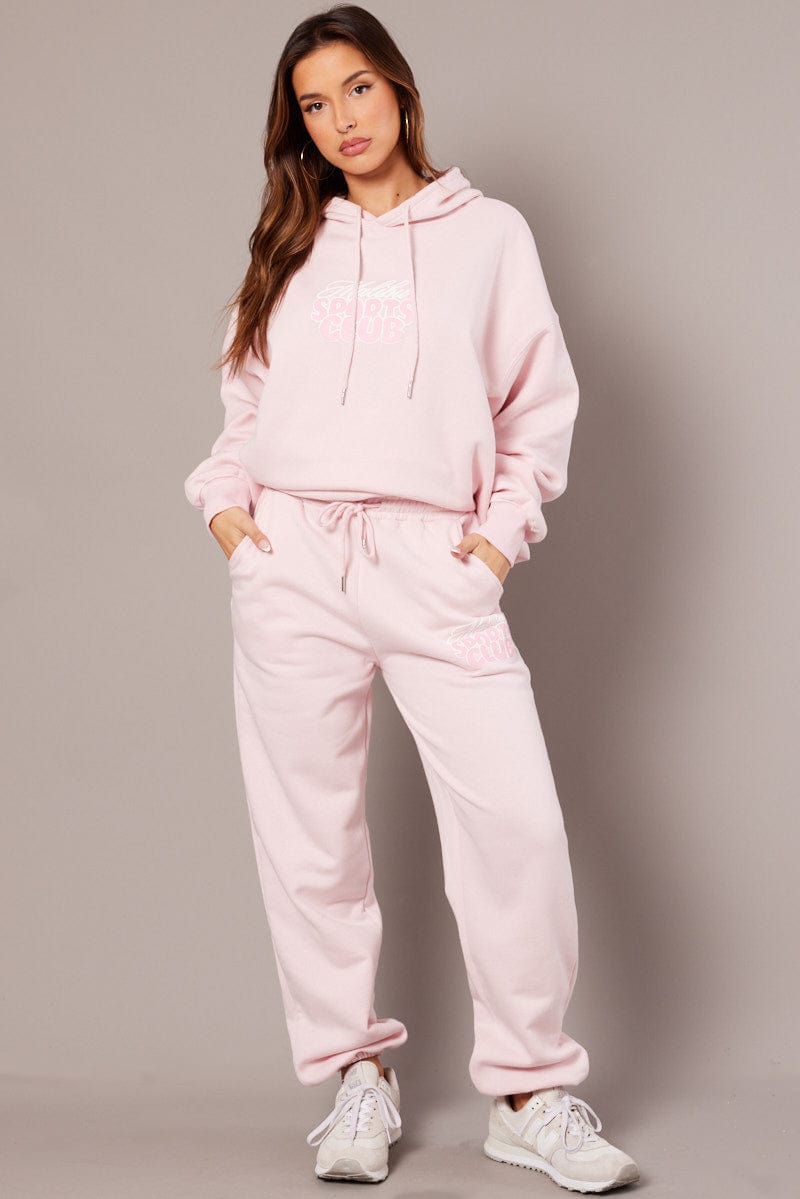 Pink Track Pants High Rise for Ally Fashion