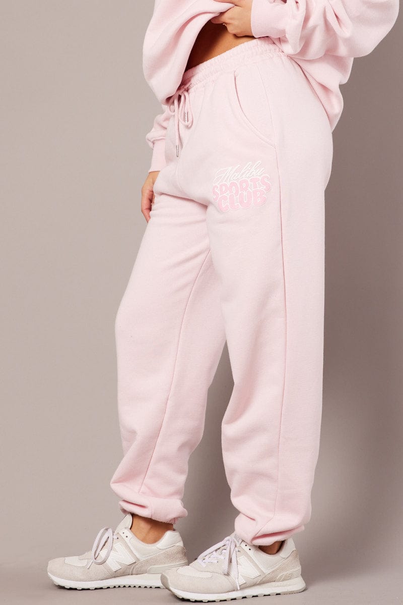 Pink Track Pants High Rise for Ally Fashion