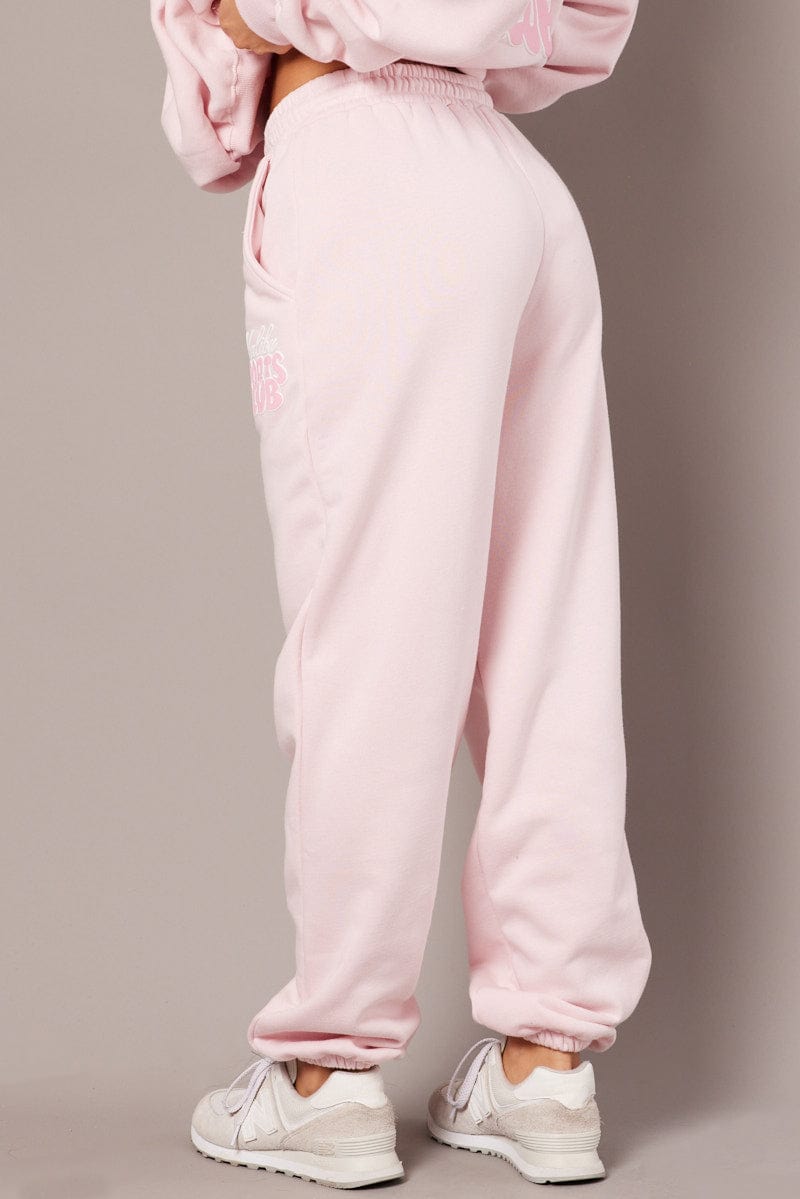 Pink Track Pants High Rise for Ally Fashion