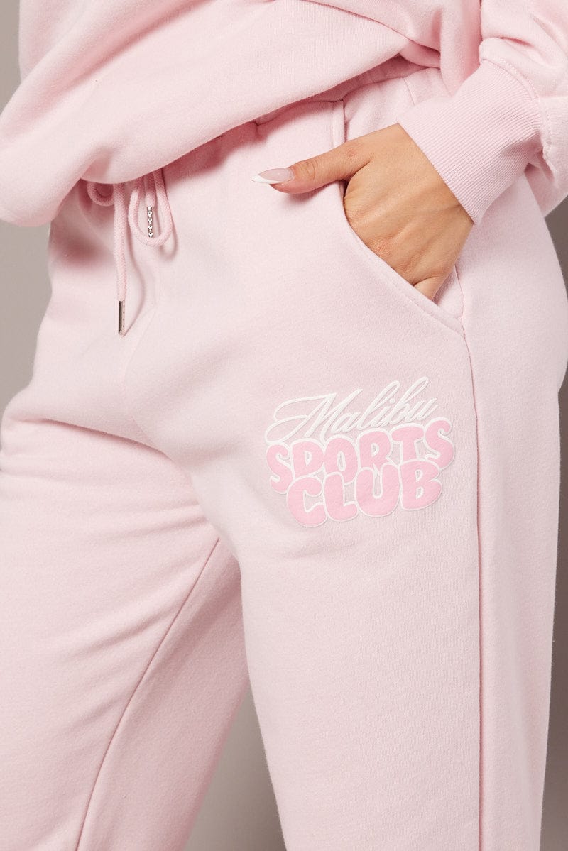 Pink Track Pants High Rise for Ally Fashion