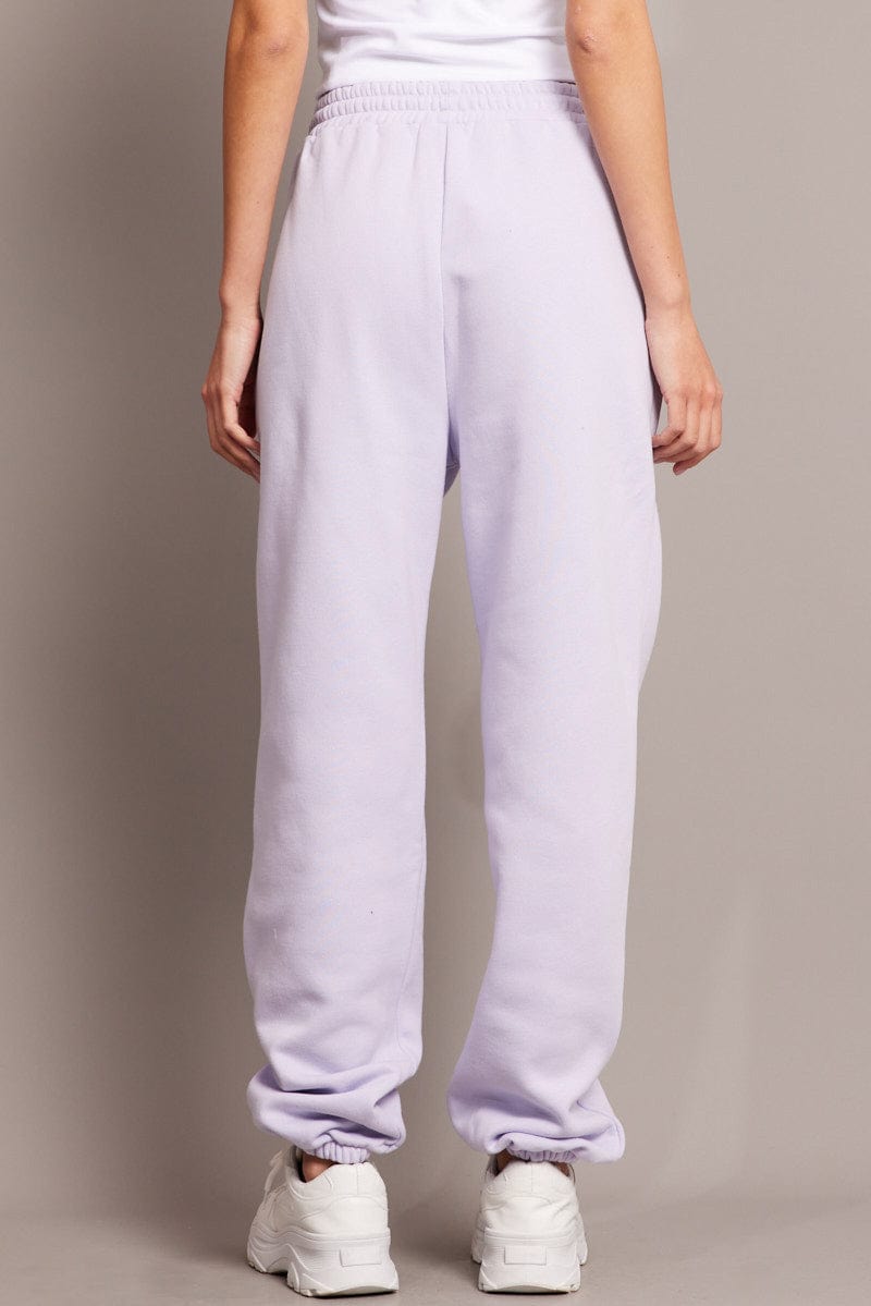 Purple Track Pants High Rise for Ally Fashion