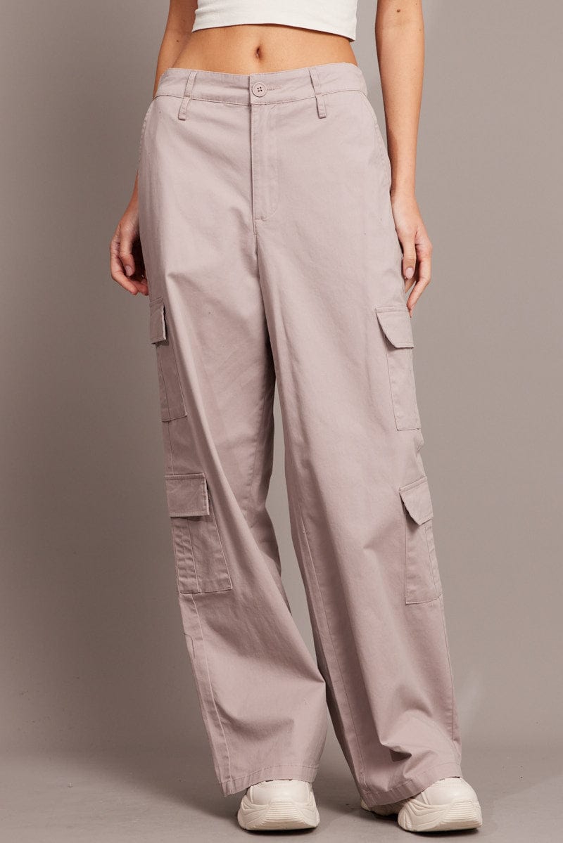 Beige Cargo Pants Low Rise for Ally Fashion