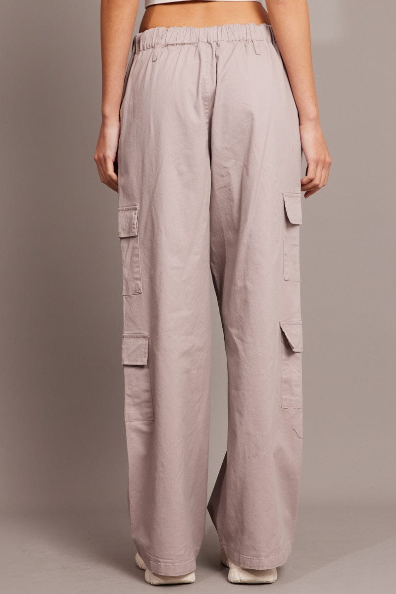 Beige Cargo Pants Low Rise for Ally Fashion