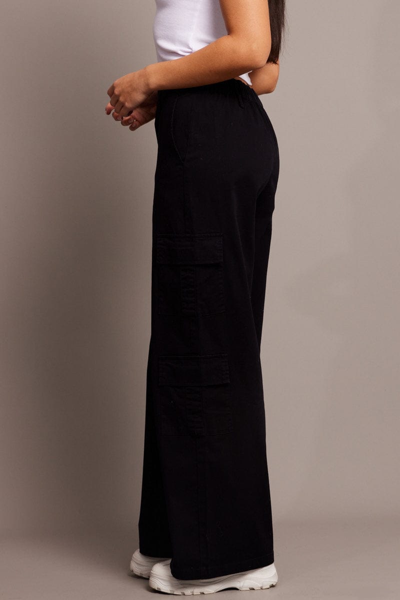 Black Cargo Pants Low Rise for Ally Fashion