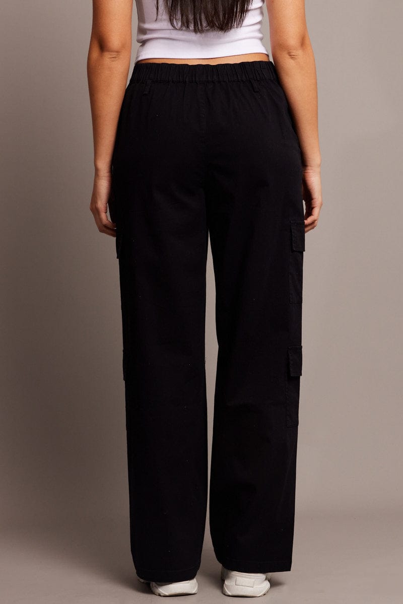 Black Cargo Pants Low Rise for Ally Fashion