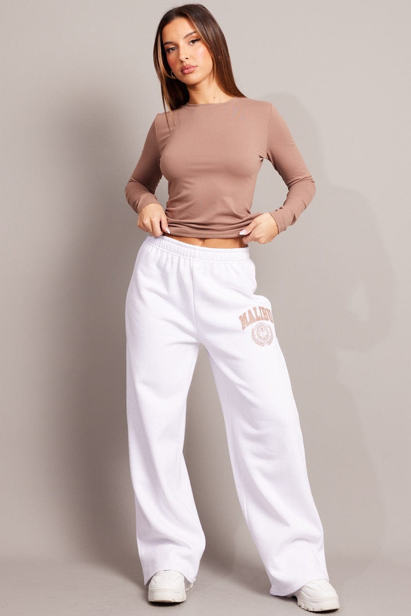 White Track Pants Wide Leg for Ally Fashion