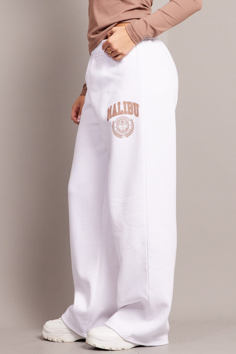 White Track Pants Wide Leg for Ally Fashion