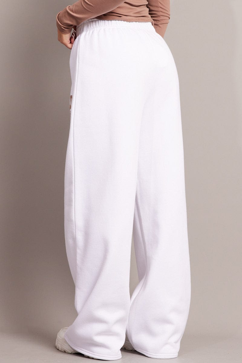 White Track Pants Wide Leg for Ally Fashion