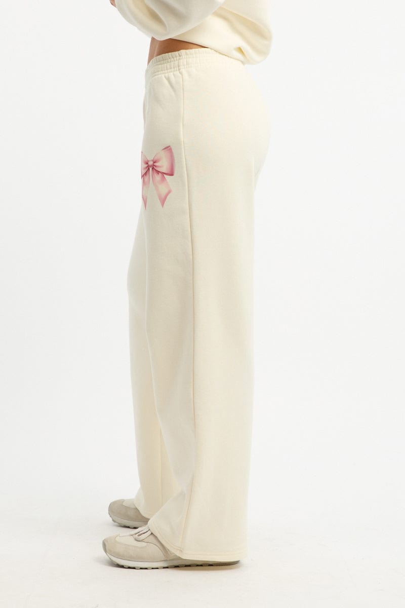 White Track Pants Wide Leg for Ally Fashion