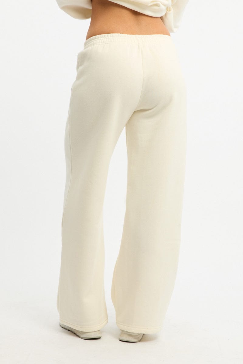 White Track Pants Wide Leg for Ally Fashion