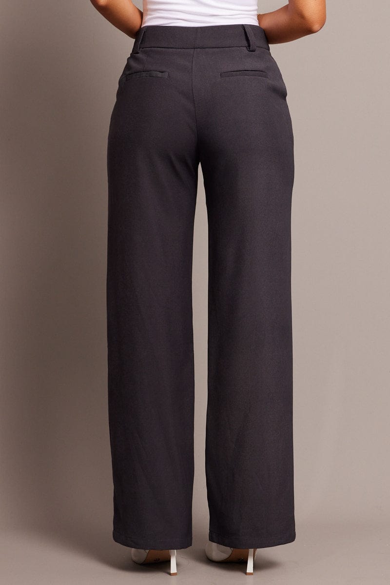 Grey Straight Fit Pants Mid Rise for Ally Fashion