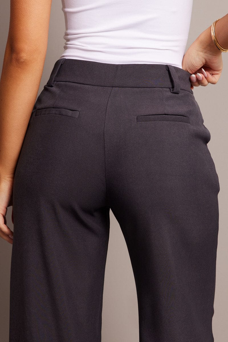 Grey Straight Fit Pants Mid Rise for Ally Fashion