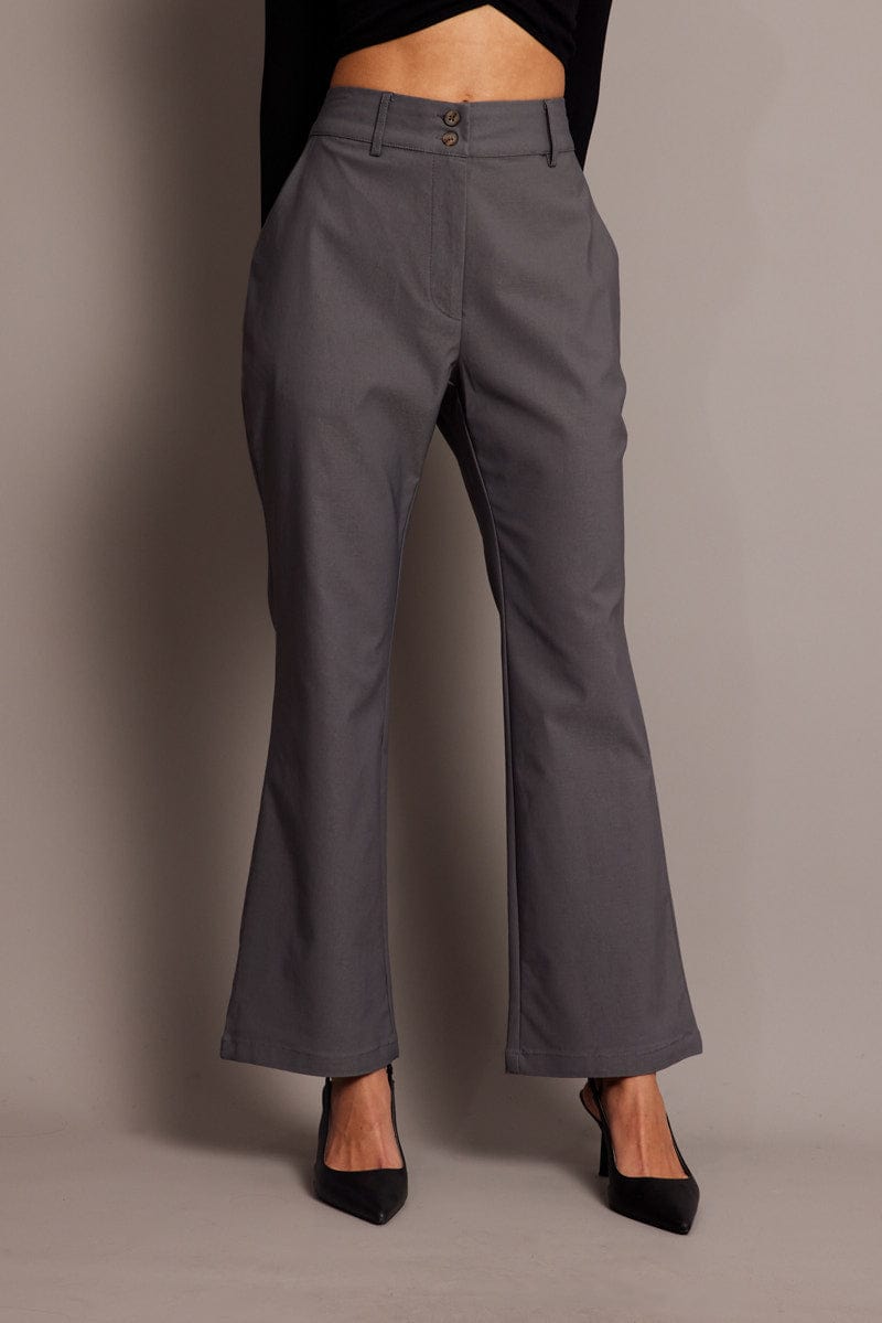 Grey Slim Pants High Rise for Ally Fashion