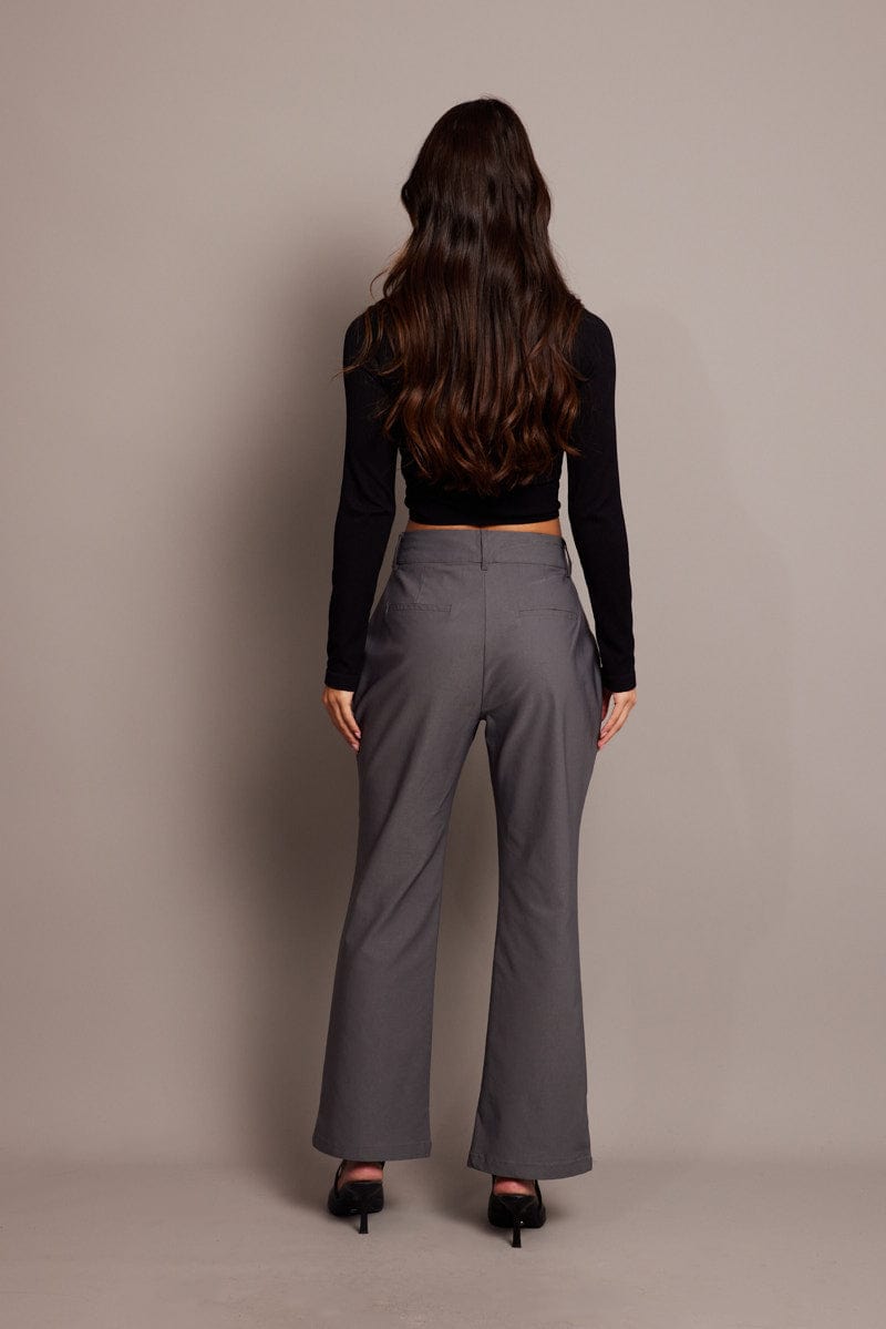 Grey Slim Pants High Rise for Ally Fashion