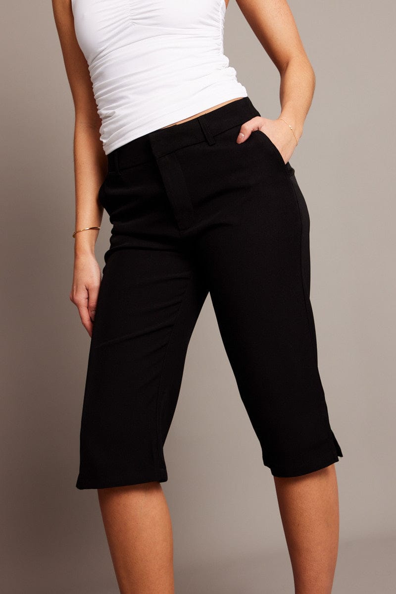 Black Capri Pants Mid Rise for Ally Fashion