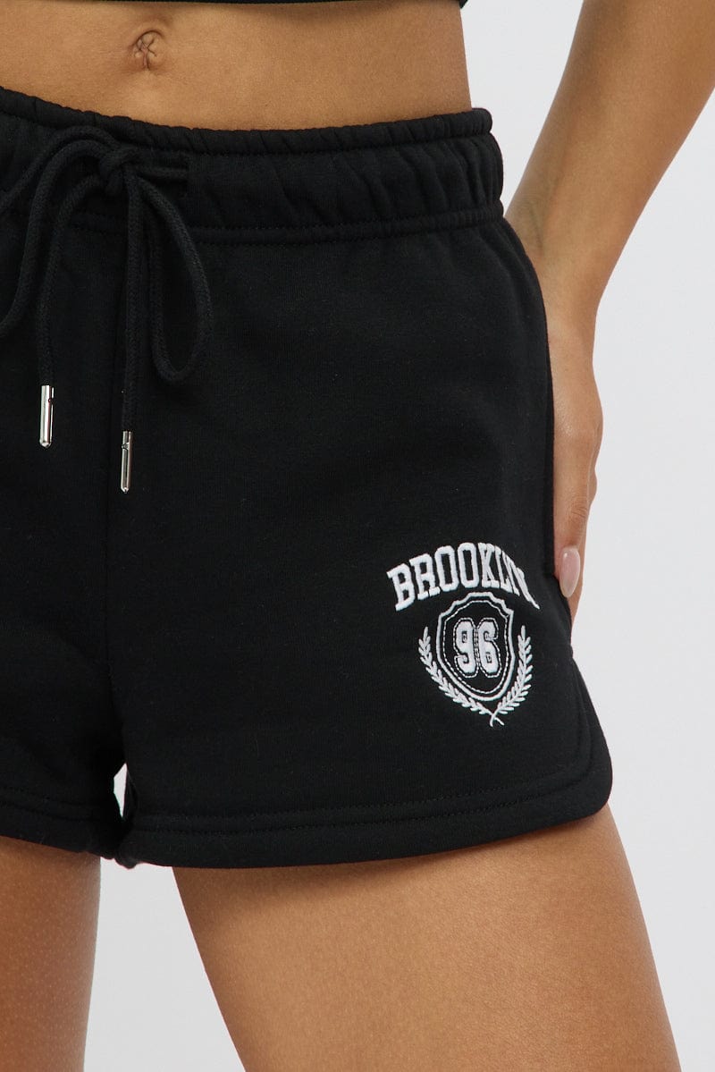 Black Track Shorts Mid Rise for Ally Fashion