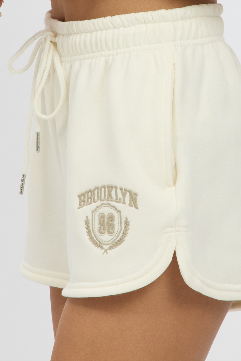 White Track Shorts Mid Rise for Ally Fashion