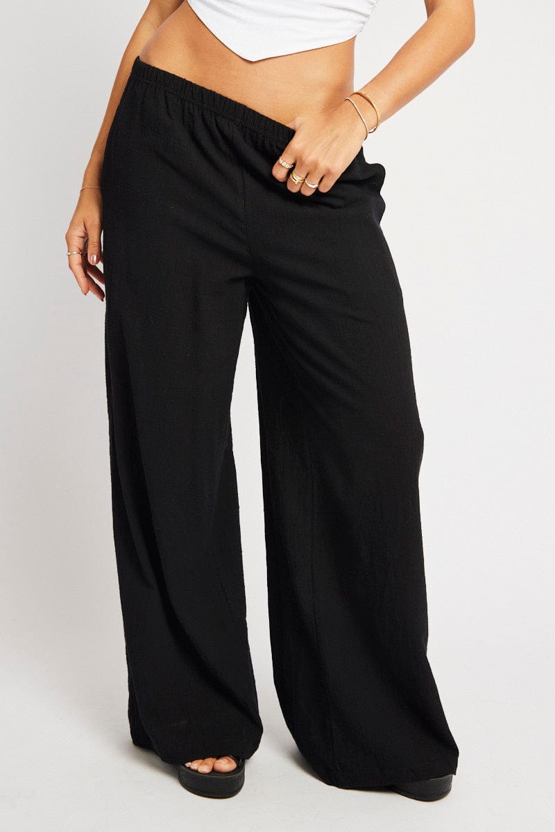 Black Wide Leg Pants High Rise for Ally Fashion